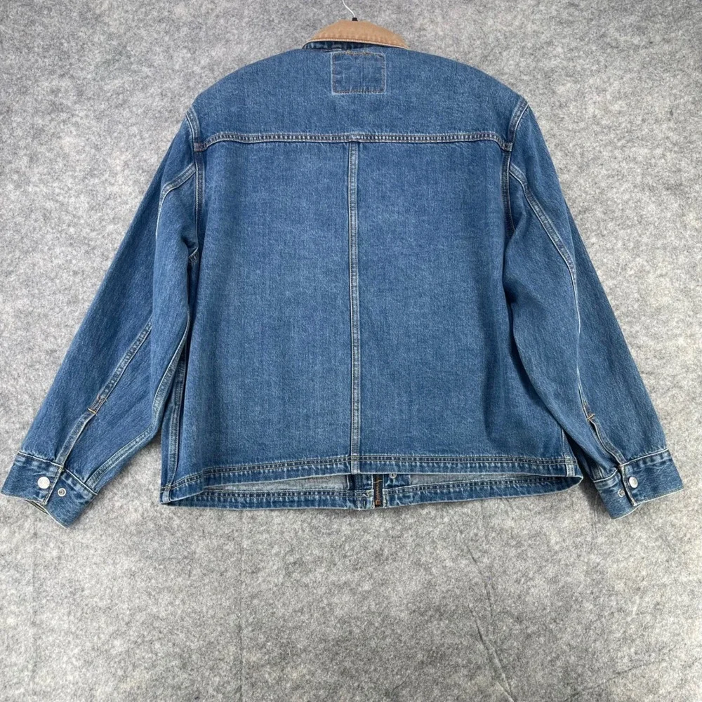 Levis East Port Chore Jacket Men L Blue Denim Corduroy Collar Relaxed 002WW0000